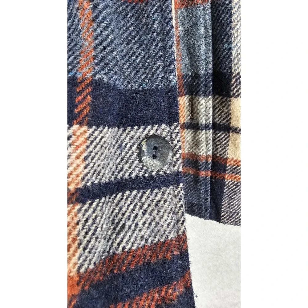 70s Sears Wool Plaid Barn Sherpa Fleece Lined Shirt Jacket Coat Sz 40